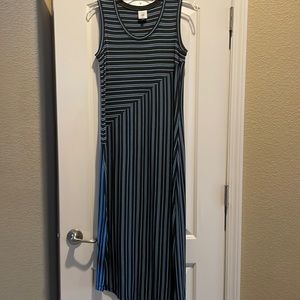 CAbi Asymmetrical Striped Dress - Black and Blue
